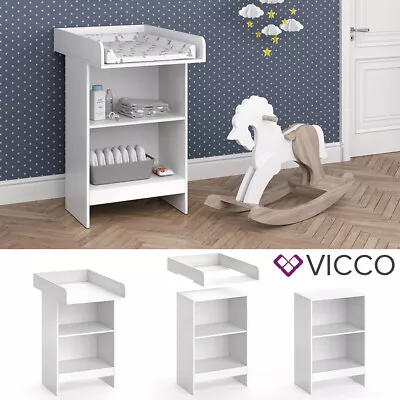 Baby Changing Table / Unit With 2 Shelves Baby Furniture Leo White Vicco  • £82