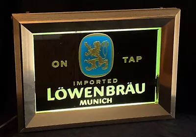 VTG LÖWENBRÄU MUNICH ON TAP German Beer Lighted Glass Advertising Window Sign • $79.99