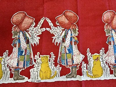 $65 • Buy 9+ Yds Vintage  American Greetings Fabric Manes Red Holly Hobbie/Cat 44  Wide 