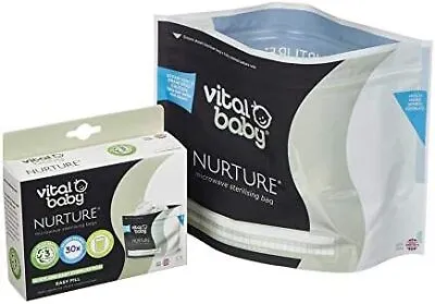 Vital Baby Nurture Microwave Sterilising Bags 5 Pack Reusable Steriliser Bag 30 • £7.62