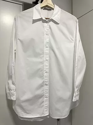 Zara Cotton Blend Oxford White Shirt Size: XS (Measurements Available) • £9.75