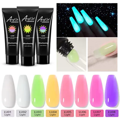 8Colors Fluorescence Poly Gel Nail Polish Soak Off UV/LED Gel Varnish Salon 15ml • $2.99