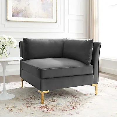 Modway Ardent Performance Velvet Sectional Sofa Corner Chair In Gray • $469.91