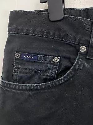 Men's Gant Jason Jeans W36 L32 Black Denim Straight Leg Zip Fly Regular Fit • £20