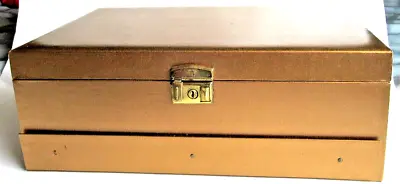 SALE Vtg MELE Jewelry Box Lock&Key Plush Lined 3 Trays With Hooks & Pocket 12.5  • $21.60