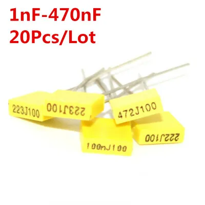 20Pcs 0.01uf-0.47uf 10NF-470NF 100VAC 100V 5MM X2 Polypropylene Film Capacitor • $1.99