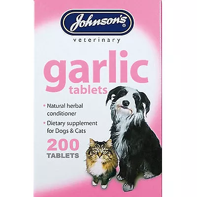 Johnsons 200 Garlic Tablets For Dogs & Cats Natural Remedy For Fleas & Worms • £9.99