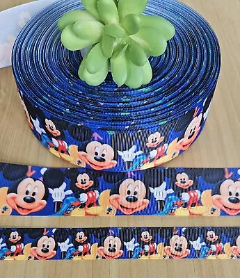 7/8 & 1.5  (1 YD)  Mickey Mouse Grosgrain Ribbon Disney Hair Bow Polka Dot • $1.20