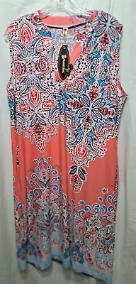 Shoreline Woman's Cover Up Beach Dress Multicolor Shin Length Size 1X NWT • $14.99