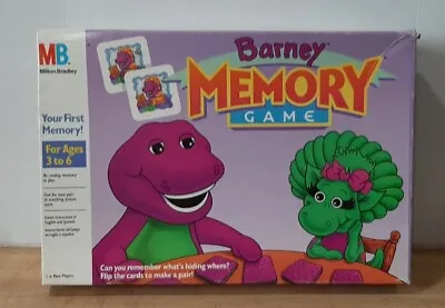 Vintage 1993 Barney Memory Game Milton Bradley ~ Tray &    Cards • $4.99