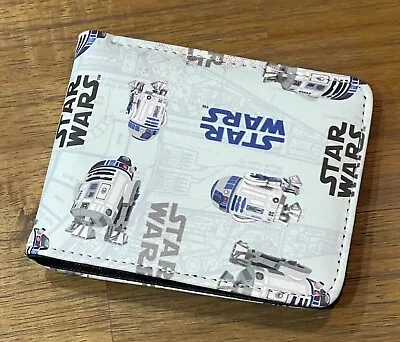 Star Wars R2D2 Light Blue Coin Zip Bi-fold Black Wallet Brand New • $20