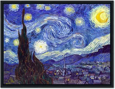 $53.95 • Buy Black Framed Starry Night Van Gogh Oil Paintings Reproduction Canvas Prints Abst