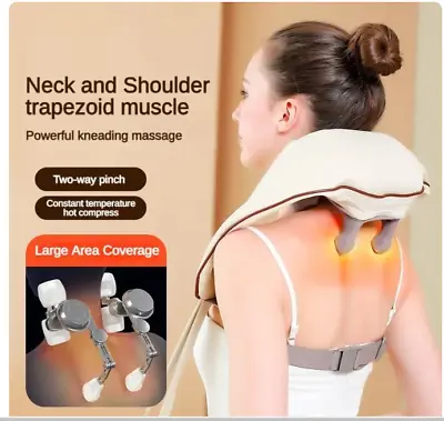 Electric 6D Shiatsu Neck Shoulder Back Massager Heating Kneading Home Car Office • £34.99