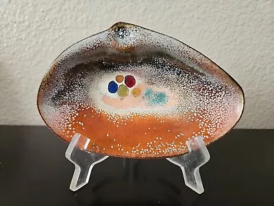 Vintage Abstract Enameled Copper Trinket Dish • $20