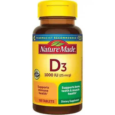 Nature Made Vitamin D3 1000 Iu (25 Mcg) 100 Tabs • $9.29