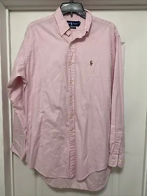 Ralph Lauren Shirt Mens Pink Button Down Long Sleeve 15 1/2 Neck Classic Fit • $19.99