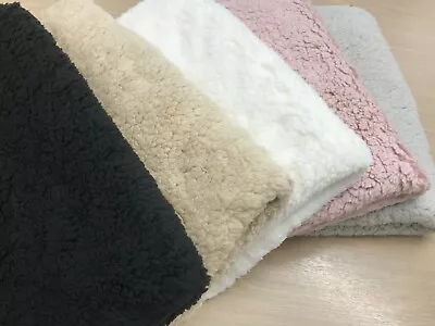 Plain Sherpa Fleece Supersoft Micro Faux Lambswool Material 150cms Wide 5 Cols • £2.99