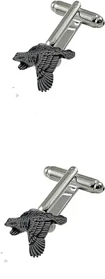 B18 Quail  BLACK Fine English Pewter Cufflinks Gift Suit Wedding • $18.94