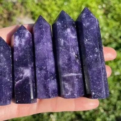 Lepidolite Healing Quartz Crystal Tower Point Wand Witch Obelisk Home Decor Gift • $15.60