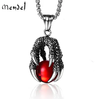 MENDEL Mens Daenerys Red Dragon Ball Claw Necklace Pendant Chain Stainless Steel • $11.99