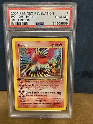 $4347.51 • Buy Pokemon 2001 Ho-oh 1st Edition Holo Neo Revelation PSA 10 7/64 - RARE WOTC