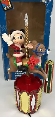 Vintage Disney Mickey Mouse Carousel Tree Top Topper Reindeer Table Display Box • $70