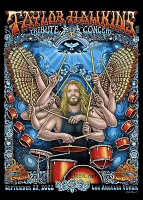 $799 • Buy AP EMEK Foo Fighters Taylor Hawkins Tribute Concert Poster LA Forum Signed /200