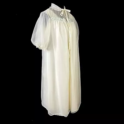 Miss Siren Peignoir Set Size Small Sheer White Robe & Nightgown Vintage 1950s • $34.99