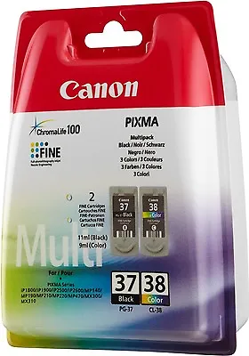 Canon PG-37 & CL-38 Black & Colour Original OEM Inkjet Cartridges - 220 Pages • £49.99