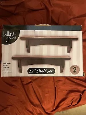 Wall Shelf Set Two Dark Mahogany Wood Wall Mounted 12” W X 4” D X 8” H New • $22