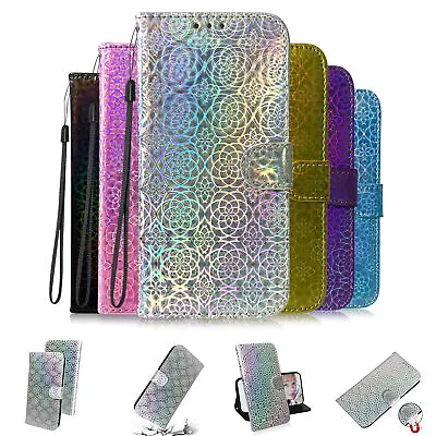 Bling Laser Flower Wallet Phone Case For Samsung A15 A05S A25 A73 F04 A54 A04E • $4.47