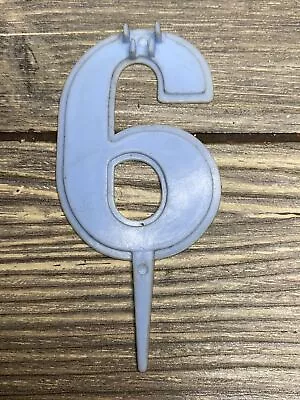 Vintage Cake Cupcake Decor Pick Plastic Blue Number 6 4” • $14.99