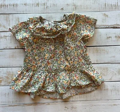 Zara Toddler Girls' Floral Ruffle Top With Elastic Neckline Size 2-3 Years • $11.99