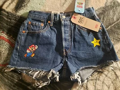 Levi’s X Super Mario 501® High Rise Denim Collection Shorts Women Size 27 • £38.54