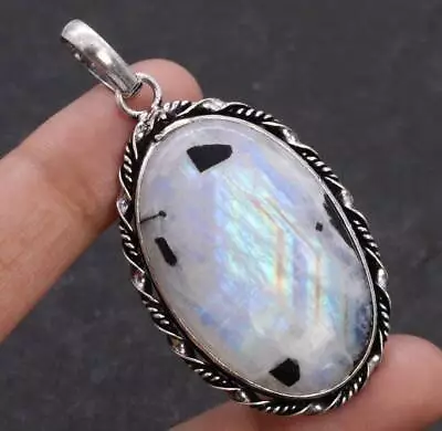 Lovely Rainbow Moonstone 925 Silver Plated Pendant Of 2.1  Ethnic • $1.99