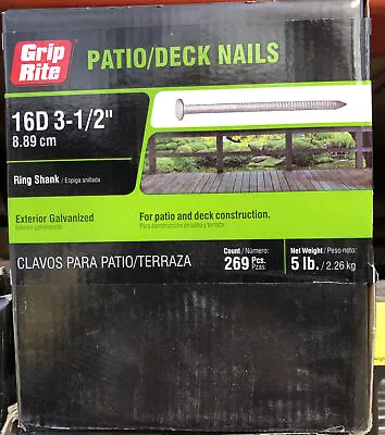 (5 Lbs) 3-1/2” RING SHANK PATIO DECK NAIL BOX GALVANIZED • $19.95