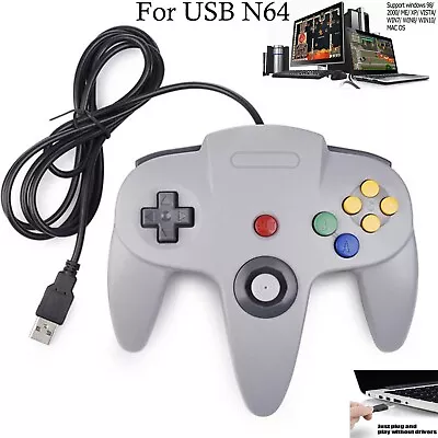 Wired N64 USB Controller For Nintendo 64 Gamepad Joystick For PC MAC RaspberryPi • $11.99