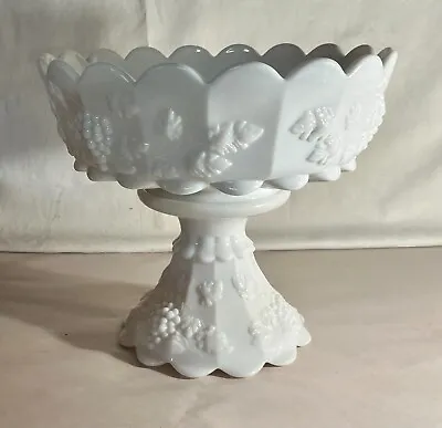 Westmoreland Milk Glass Paneled Grape Straight Sided Bowl On Epergne Base • $80.75