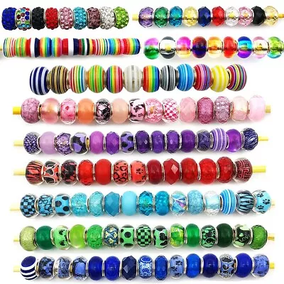 50x Spacer Charms Silver Coloured Mixed Colours Beads Jewellery Making Pendants • £5.39