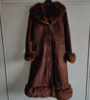 £80 • Buy Genuine Sheepskin 70s Afghan Hippy Vintage Long Brown Coat Jacket 