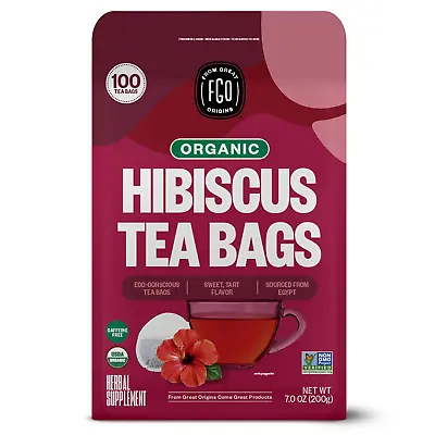 FGO Organic Hibiscus Tea Eco-Conscious Tea Bags 100 Count Packaging May Vary  • $13.99