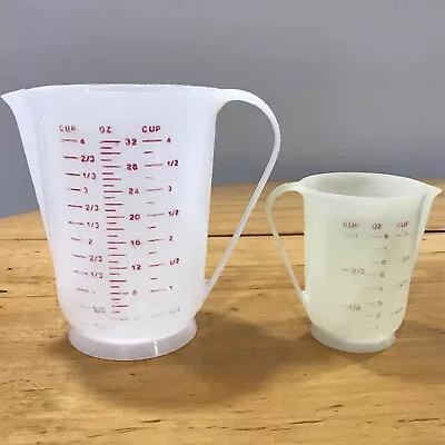 2 Vintage Eagle Brand Plastic Red Letter Measuring Cups. 1 & 4 Cup • $9.99