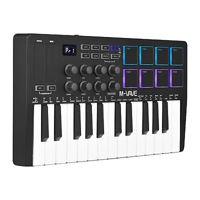 M-VAVE 25-Key MIDI Control Keyboard Portable USB Keyboard MIDI Controller I2P3 • $71.90