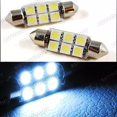 2 WHITE LED Bulbs 41mm / 1.72  Festoon 5050 Dome Map Cargo Light 578 • $8.98