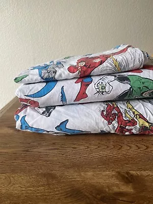 Pottery Barn Kids DC Comics JUSTICE LEAGUE Full Set Marvel Fitted + Flat +pillow • $27