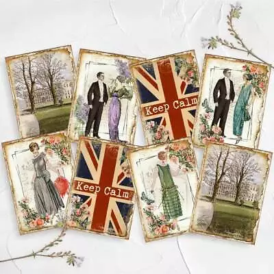 Vintage 20s Ladies Shabby Chic Card Toppers British Manor Gift Tags Floral • £2.80