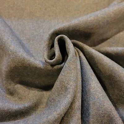 Warm Shades Of Grey-Green Heathered Wool Melton Jacketing • £28.50