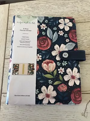 Agenda 52 6-Ring Planner Binder 7.5” X 9.5” 2 Side/3 Interior Pockets BRAND NEW! • $10.50