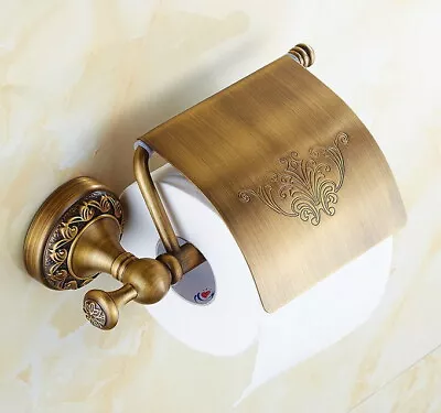 Toilet Paper Holder Wall Mount Vintage Bathroom Antique Brass Tissue Roll Paper  • $24.83