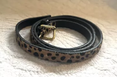 J Crew Leopard Ponyhair Leather Patent Skinny Belt New Medium Rare Sold Out! • $89.99